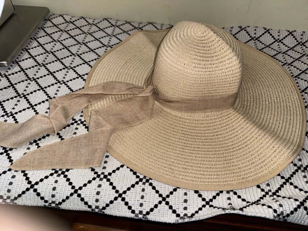 Womens Oversized Floppy Sun Hat Wide Brim Straw Beach Hat Tan Bow Packable